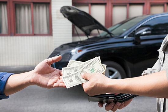 giving cash for a car